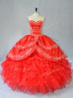 Sweetheart Sleeveless Side Zipper Sweet 16 Dresses Red Organza(SKU PSSW0874BIZ)