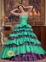 Fashionable Green and Purple Taffeta and Organza Beading For Sweet Quinceanera Dress With Sweetheart Strapless Bodice In Dunblane Central(SKU QDZY331y-7BIZ)