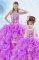 Modern Multi-color Sweetheart Neckline Beading and Ruffles and Sequins Sweet 16 Dresses Sleeveless Lace Up