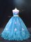 Inexpensive Sleeveless Brush Train Appliques Zipper Quince Ball Gowns