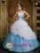 MontpelierIdaho/ID A-line Lovely Organza White and Baby Blue For Quinceanera Dress Halter Beading and Pick-ups