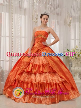 Oshkosh Wisconsin/WI Exquisite Orange Red Ruffles Layered Quinceanera Dresses With Appliques and Ruch In Michigan