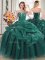 Smart Dark Green Ball Gowns Organza Sweetheart Sleeveless Beading and Appliques and Pick Ups Floor Length Lace Up Quinceanera Dresses