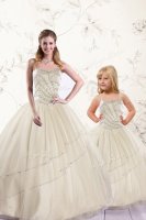 Floor Length Champagne Ball Gown Prom Dress Sweetheart Sleeveless Lace Up