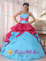 Pasadena TX Sweetheart Neckline With Brand New Style Aqua Blue and Hot Pink Quinceanera Dress in pick ups and bowknot