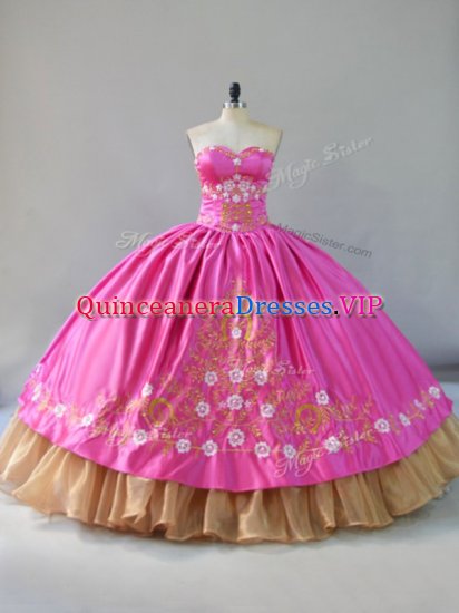 Stunning Sweetheart Sleeveless Lace Up Quinceanera Dress Rose Pink Satin - Click Image to Close