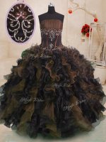 Gorgeous Multi-color Organza Lace Up 15 Quinceanera Dress Sleeveless Floor Length Beading and Ruffles