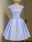 Lavender Taffeta Lace Up Off The Shoulder Cap Sleeves Knee Length Quinceanera Court Dresses Belt