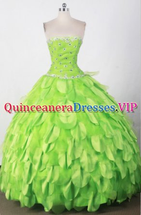 Clearance Beautiful Ball Gown Strapless Floor-length Green Quincenera Dresses TD260017