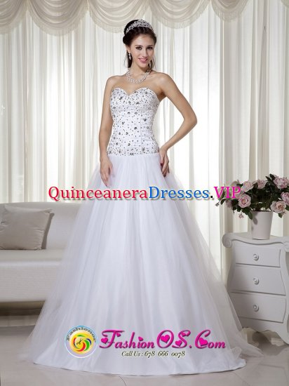 Eustis FL Sweet Taffeta and Tulle Beading Quinceanera Dama Dress with White A-line Sweetheart Floor-length - Click Image to Close