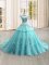 Beauteous Scoop Cap Sleeves Tulle Quinceanera Dress Appliques Brush Train Lace Up