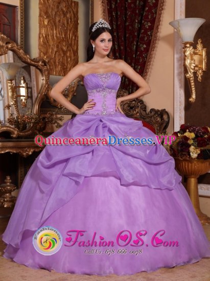 Parker CO Remarkable Lavender Beading Pick-ups Quinceanera Dress With Strapless Organza Ball Gown - Click Image to Close