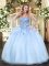 Floor Length Ball Gowns Sleeveless Light Blue Sweet 16 Dresses Lace Up