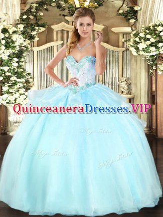 Glittering Apple Green Sweetheart Lace Up Beading Sweet 16 Dresses Sleeveless