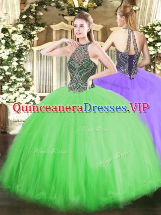 Sleeveless Tulle Lace Up Sweet 16 Quinceanera Dress for Military Ball and Sweet 16 and Quinceanera