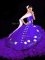 Chic Sweetheart Sleeveless Quince Ball Gowns Brush Train Embroidery and Ruffles Purple Organza