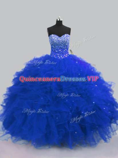 Glamorous Sweetheart Sleeveless Lace Up Quinceanera Gown Royal Blue Tulle - Click Image to Close