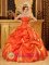 Castle Rock Colorado/CO Unique Orange Red For Popular Quinceanera Dress With Hand Made Flowers and Pick-ups