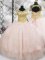 Pink Sweet 16 Dress Military Ball and Sweet 16 and Quinceanera with Beading Scoop Short Sleeves Lace Up