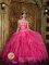 Gorgeous Strapless Organza Hot Pink Quinceanera Dress Appliques Ruffled Ball Gown in Simpsonville South Carolina S/C