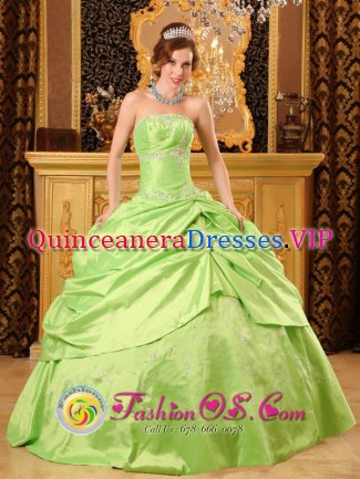 Calpe Spain Beaded Decorate Unique Spring Green A-line Quinceanera Dress