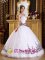 Embroidery Discount White Tulle Strapless Quinceanera Dress For Custom Made Ball Gown in Barnwell South Carolina S/C