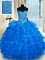 Stylish Beading and Ruffled Layers Quinceanera Dresses Blue Lace Up Sleeveless Floor Length