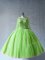 Green Ball Gowns Scoop Long Sleeves Tulle Floor Length Lace Up Beading Vestidos de Quinceanera