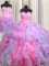 Customized Three Piece Multi-color Organza Lace Up Sweetheart Sleeveless Floor Length Vestidos de Quinceanera Beading and Ruffles