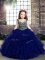 Beading and Ruffles Child Pageant Dress Blue Lace Up Sleeveless Floor Length