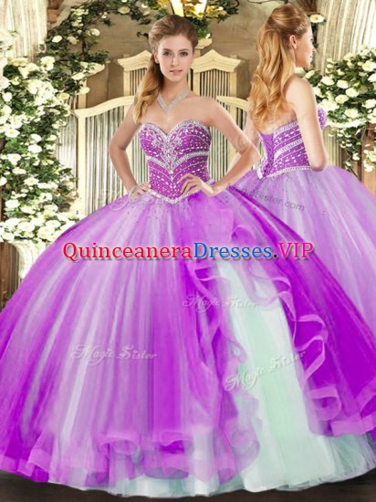 Clearance Ball Gowns Sweet 16 Dresses Lavender Sweetheart Tulle Sleeveless Floor Length Lace Up - Click Image to Close