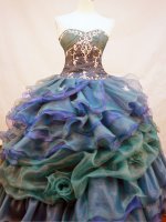 Best Seller Ball Gown Sweetheart Neck Floor-Length Orangza Blue Beading and Appliques Quinceanera Dresses Style FA-S-138