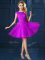 Artistic Eggplant Purple Lace Up Quinceanera Court of Honor Dress Lace and Belt Cap Sleeves Knee Length