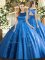 Appliques Quinceanera Dresses Baby Blue Lace Up Sleeveless Floor Length