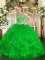 Sumptuous Sleeveless Organza Floor Length Lace Up Ball Gown Prom Dress in Green with Beading and Ruffles