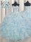 Stunning Light Blue Sweetheart Neckline Beading and Ruffles Sweet 16 Quinceanera Dress Sleeveless Lace Up