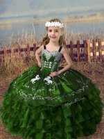 Floor Length Ball Gowns Sleeveless Olive Green Little Girls Pageant Dress Wholesale Lace Up(SKU XBLD024-7BIZ)