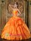 Coronado California/CA Luxurious Sweetheart Orange Taffeta Quinceanera Dress With floral Decoration On Bust