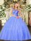 Fashionable Blue Scoop Neckline Beading 15 Quinceanera Dress Sleeveless Lace Up