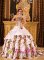 Covington Kentucky/KY Beaded Decorate Bust Taffeta and Leopard Ruffles Ball Gown Brush Train For Quinceanera Dress