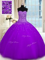 Charming Purple Sleeveless Tulle Lace Up Quinceanera Dresses for Military Ball and Sweet 16 and Quinceanera(SKU PSSW0333-7BIZ)