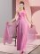 Rose Pink One Shoulder Lace Up Hand Made Flower Damas Dress Sleeveless