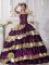 Beautiful Embroidery Decorate Purple and Gold Quinceanera Dress With Floor-length Taffeta In Page AZ　