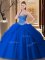 Deluxe Floor Length Royal Blue Sweet 16 Dress Sweetheart Sleeveless Lace Up