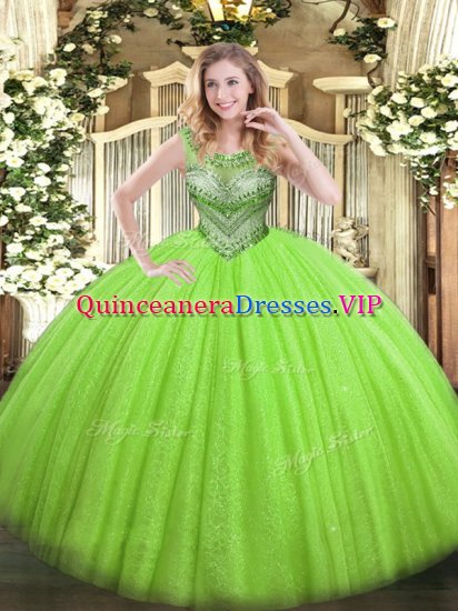 Floor Length Lace Up Ball Gown Prom Dress for Military Ball and Sweet 16 and Quinceanera with Beading - Click Image to Close