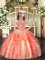 Orange Red Sleeveless Appliques and Ruffles Floor Length Child Pageant Dress