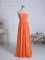 Wonderful Orange Zipper Quinceanera Dama Dress Ruching Sleeveless Floor Length