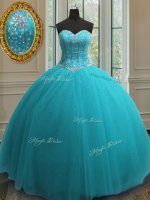 Graceful Sleeveless Floor Length Beading Lace Up Quinceanera Gowns with Aqua Blue(SKU PSSW0127-7BIZ)