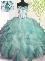 Pretty Sleeveless Beading and Ruffles Lace Up 15th Birthday Dress