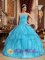 Roissy-en-Brie France Impression Beaded Embellishments With Aqua Blue Layered Elegant Quinceanera Dress